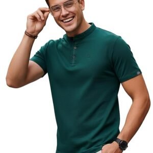 Urbano Fashion Men's Solid Mandarin Collar Slim Fit T-shirt |urbano fit