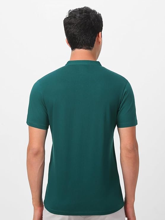 Urbano Fashion Men's Solid Mandarin Collar Slim Fit T-shirt |urbano fit - Image 4